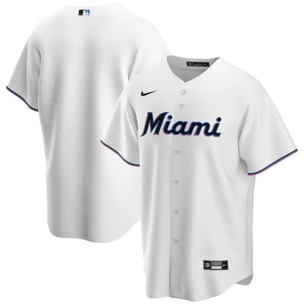 Men's Miami Marlins Blank White Cool Base Stitched Jersey